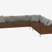 3D Modell Sofa großes eckiges Leder - Vorschau