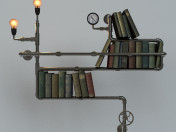 Bücherregal-steampunk