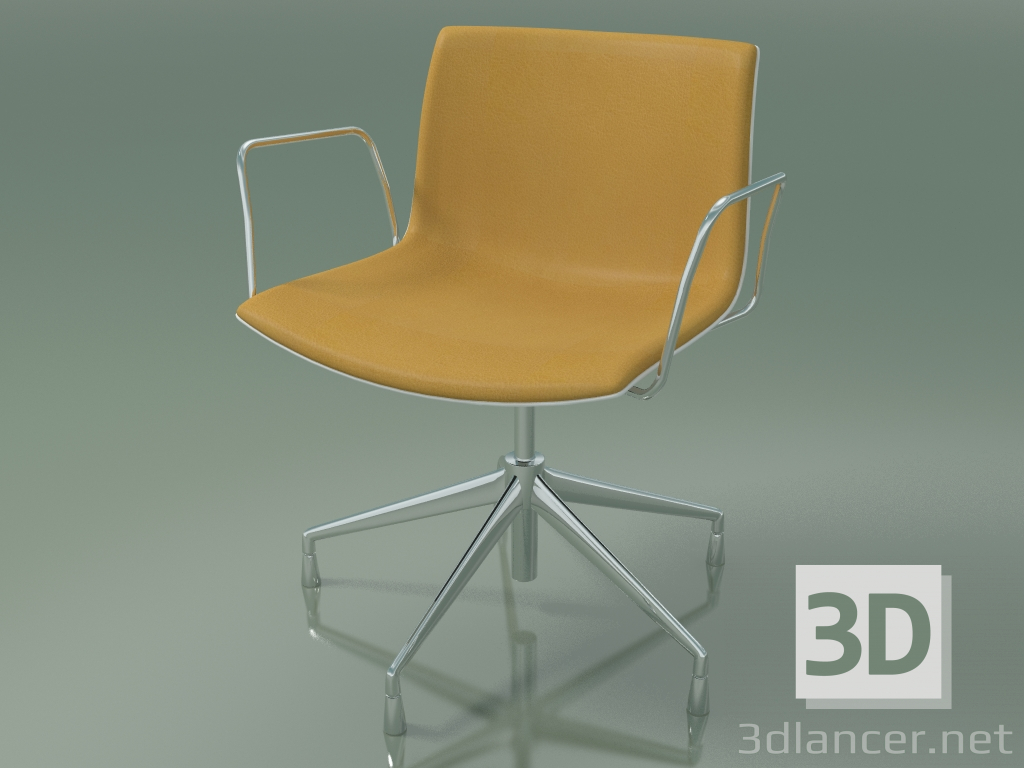 modello 3D Sedia 2046 (5 gambe, con braccioli, cromata, con rivestimento frontale, polipropilene PO00401) - anteprima