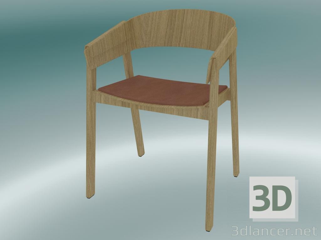 3 डी मॉडल कुर्सी कवर (कॉन्यैक रिफाइन लेदर, ओक) - पूर्वावलोकन