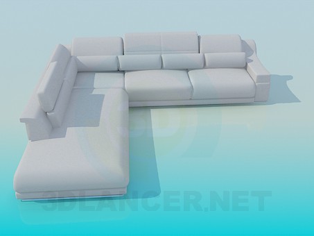 3d модель Угловой диван с подушечками – превью