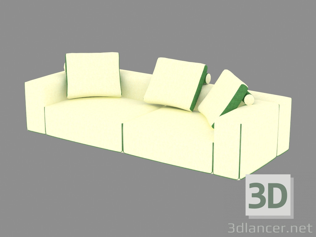3d model Sofá modular doble - vista previa