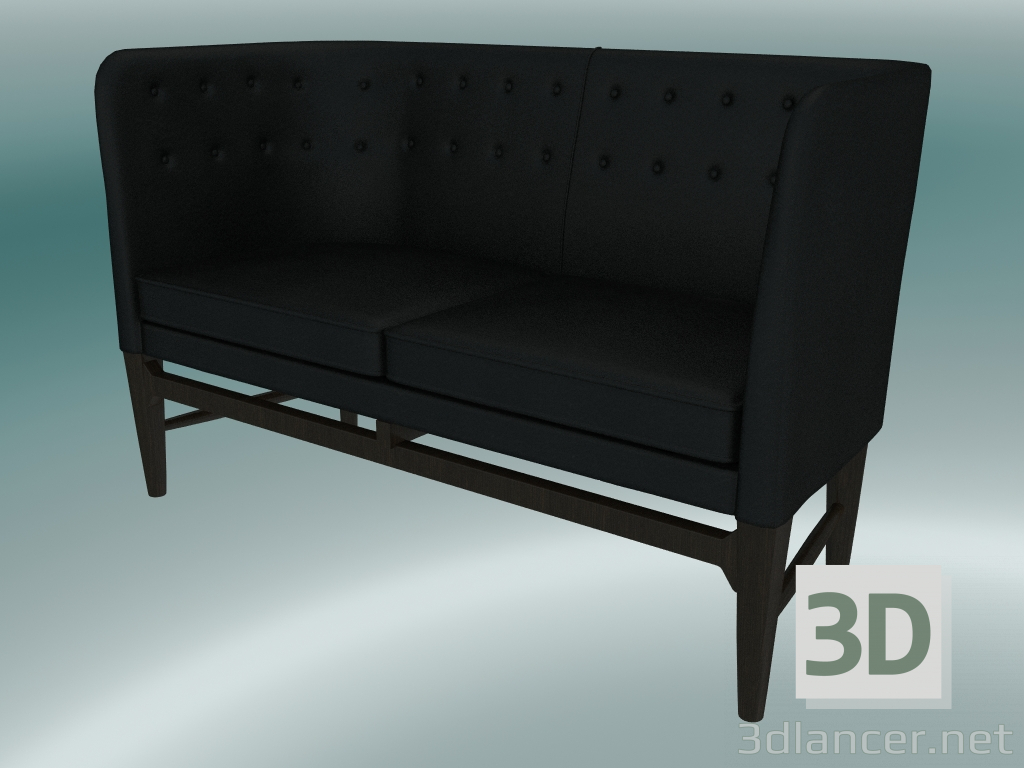 3d model Double sofa Mayor (AJ6, H 82cm, 62x138cm, Walnut, Leather - Black Silk) - preview