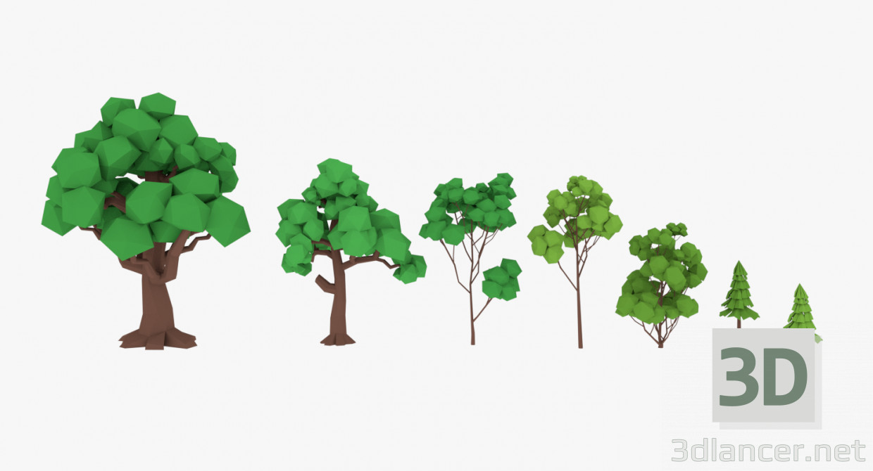3d LowPoly Trees Pack model buy - render