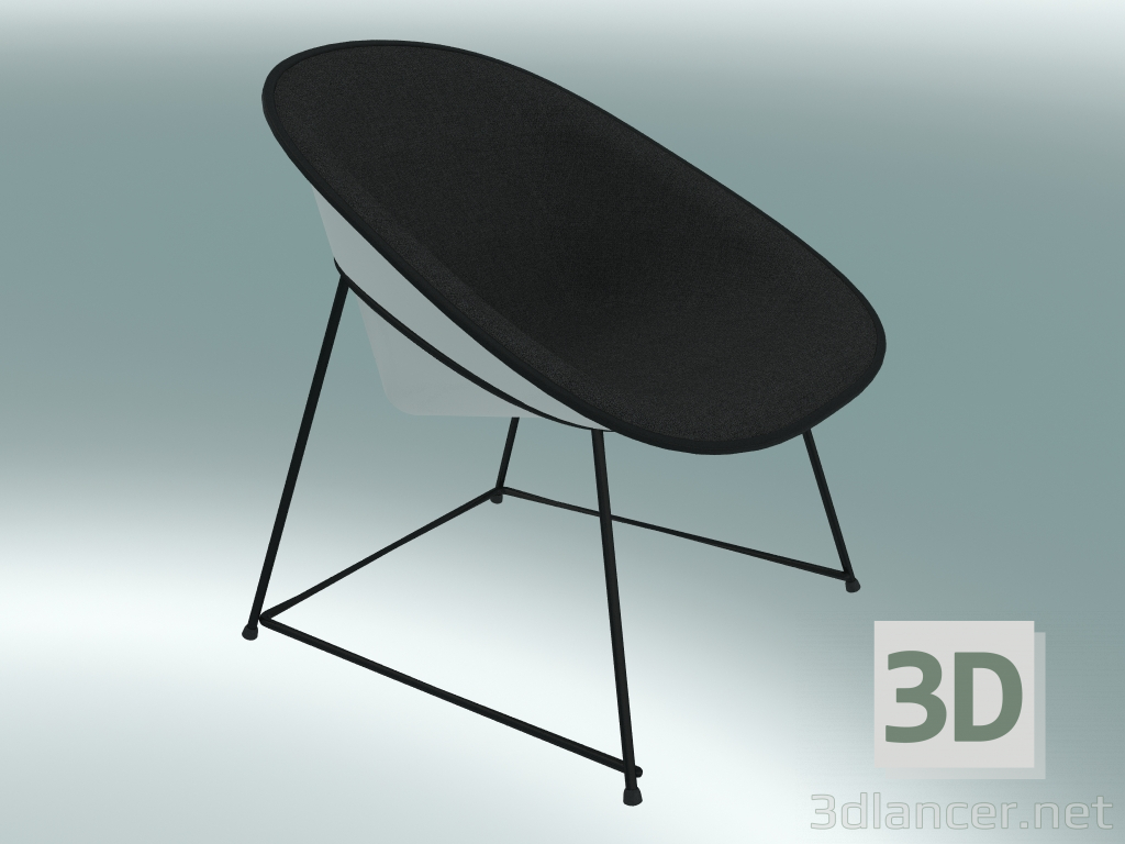 modèle 3D Fauteuil lounge CUP (1960-12, revêtement en poudre noir, blanc ABS) - preview