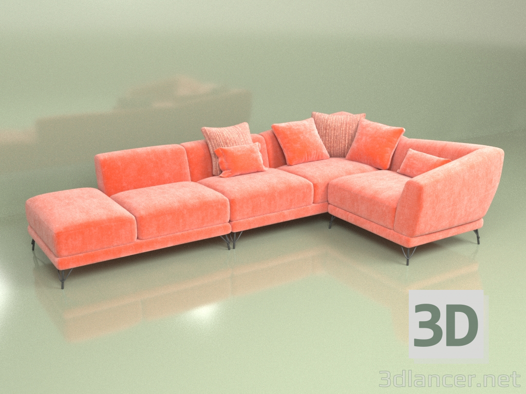 3D modeli Köşe kanepe Akış - önizleme