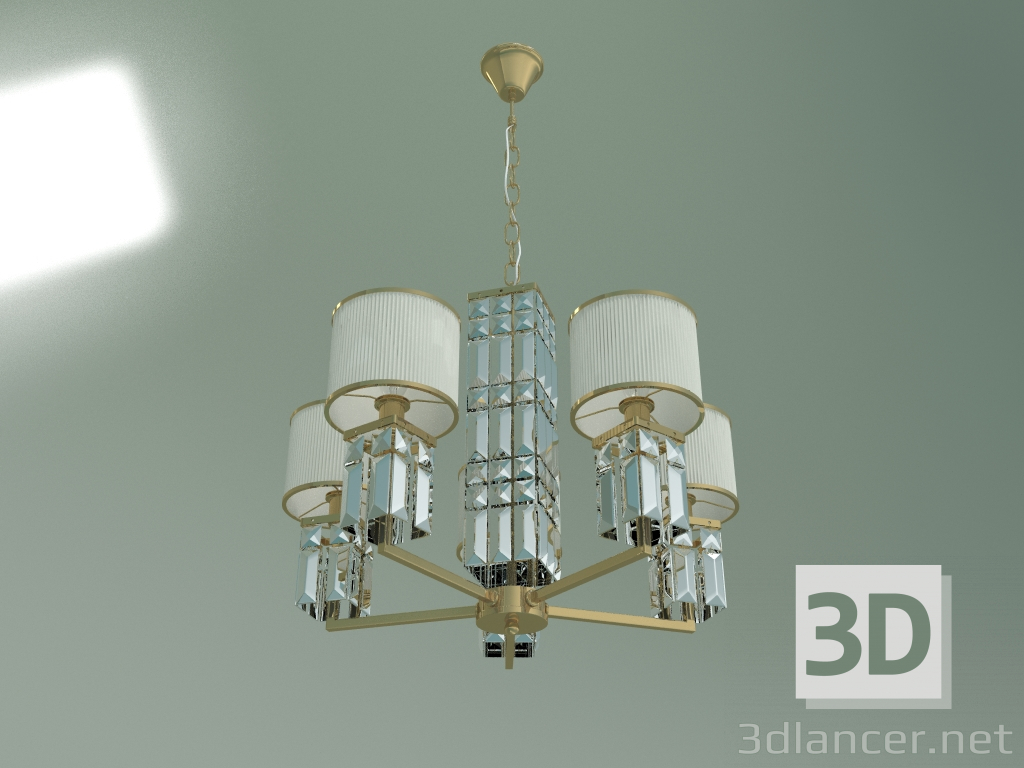 3d model Hanging chandelier 10099-5 (gold-clear crystal) - preview