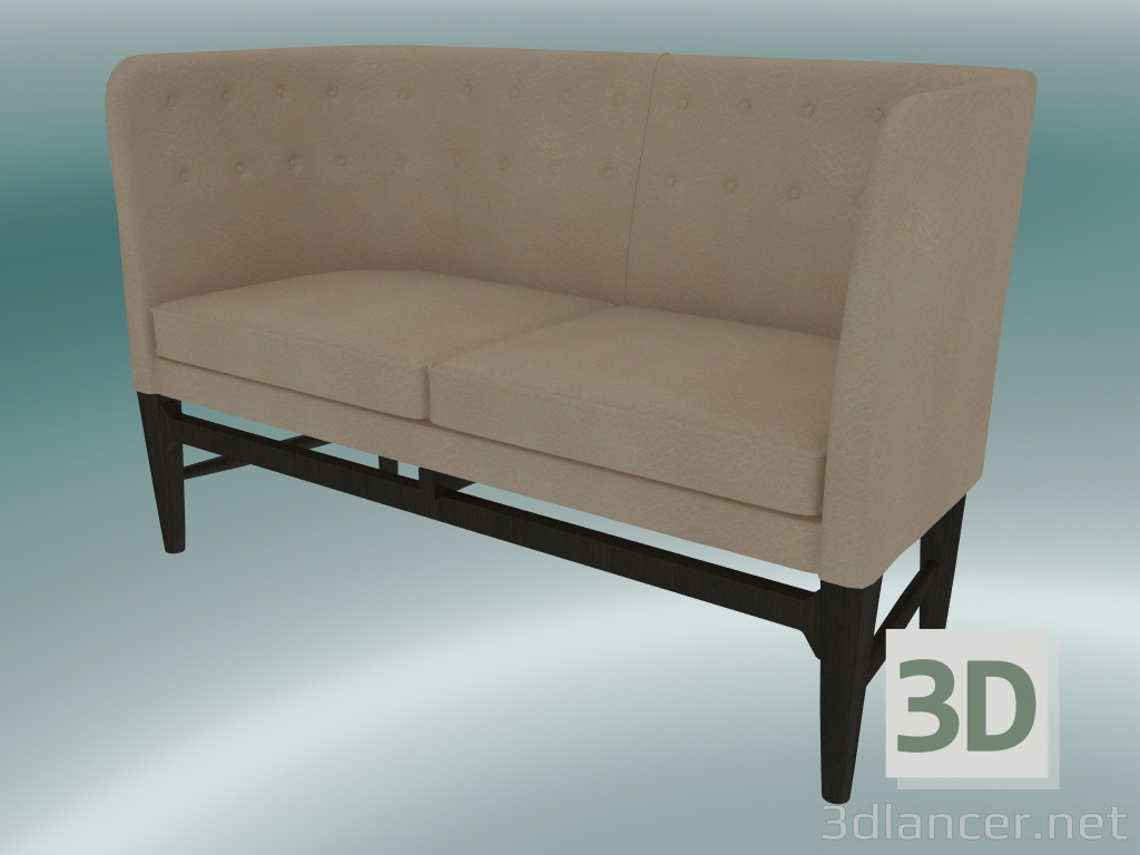 modèle 3D Canapé double Mayor (AJ6, H 82cm, 62x138cm, Noyer, Cuir - Soie Aniline) - preview