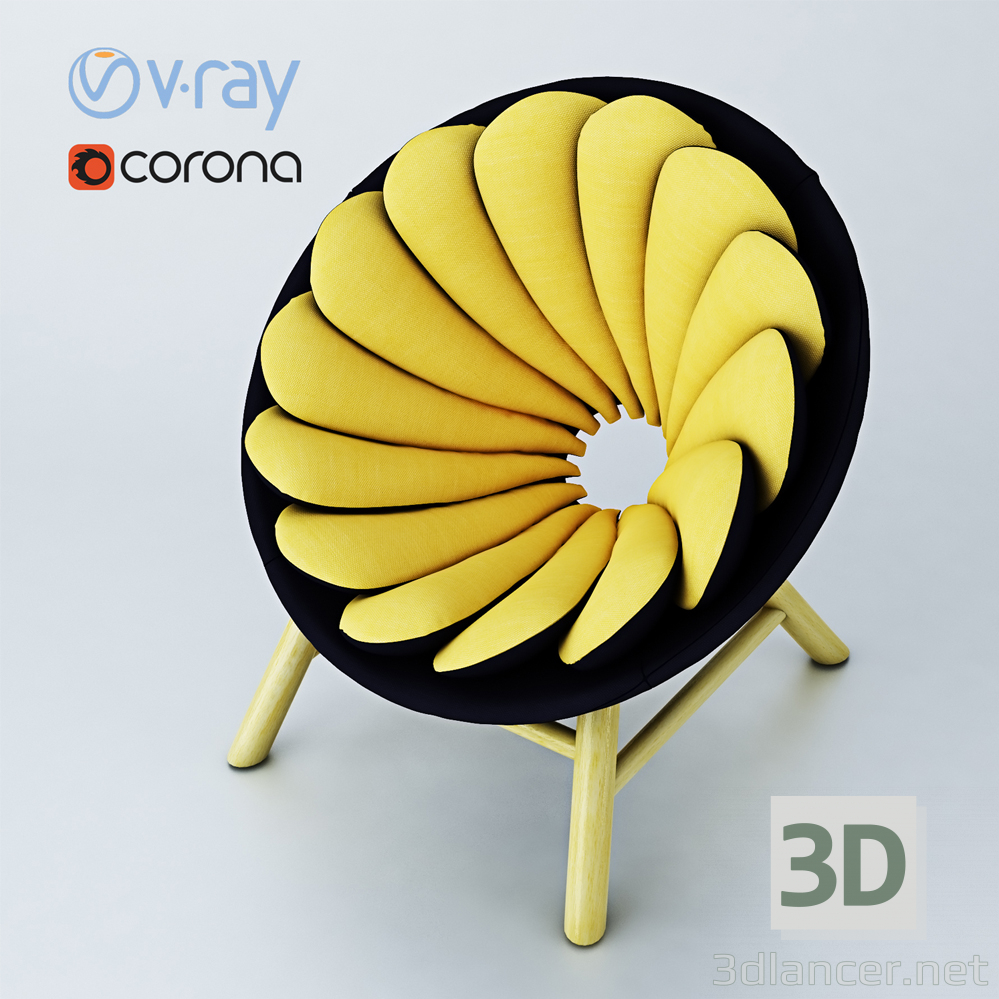 3d Quetzal Armchair by the Renowned French Designer Marc Venot.max model buy - render