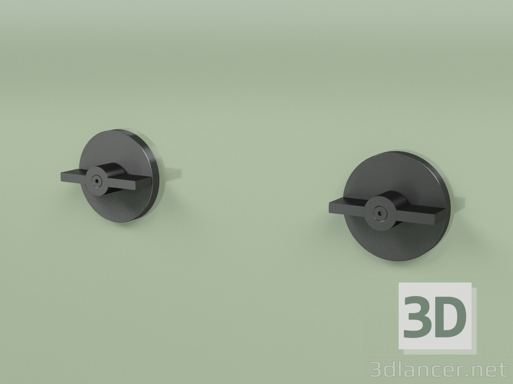 3D modeli Duvara monte 2 karıştırma kapatma vanası seti (19 63 V, AÇIK) - önizleme