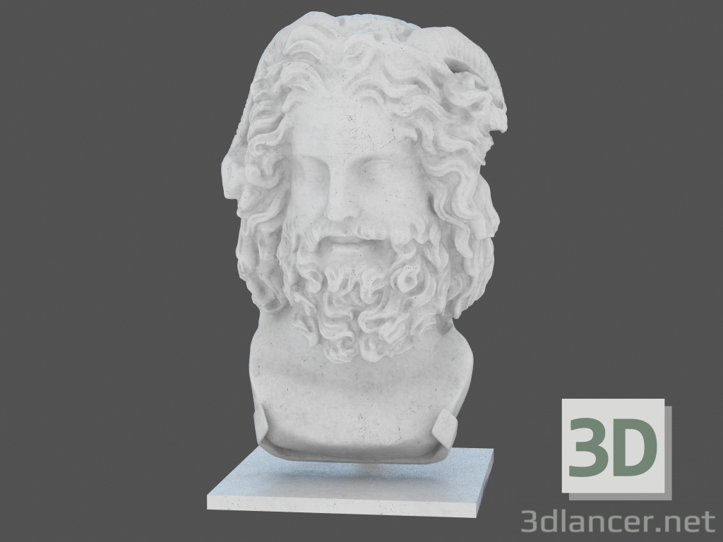 modello 3D Testa di marmo Testa di Zeus Ammon - anteprima
