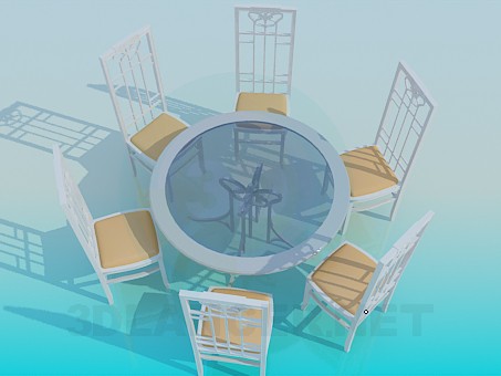 3d модель Стол и стулья в наборе – превью