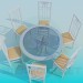 modèle 3D Ensemble table et chaises - preview
