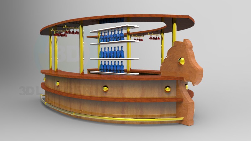 modello 3D Bancone bar - anteprima