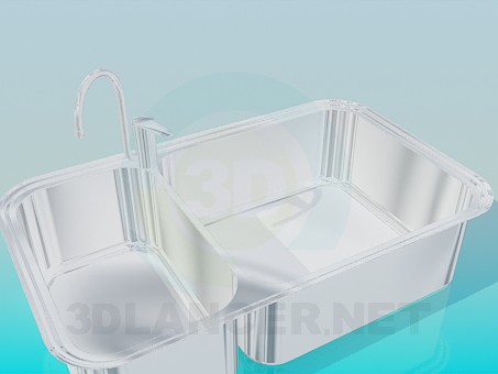 3d модель Подвійна кухонна мийка – превью