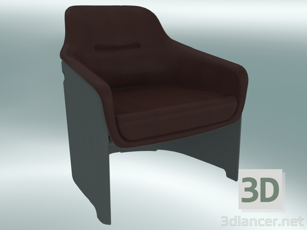 modello 3D Poltrona AVUS club chair (1920-12, grigio, pelle Florida 2062 marrone) - anteprima