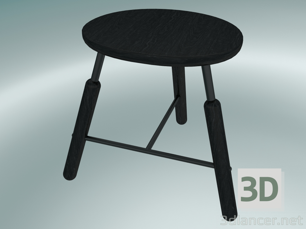 3D Modell Norm Hocker (NA3, B 49 x H 46 cm, schwarz pulverbeschichtet, schwarz gebeizte Esche) - Vorschau