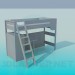 3 डी मॉडल सीढ़ियों के साथ बिस्तर और एक निर्मित डेस्क - पूर्वावलोकन