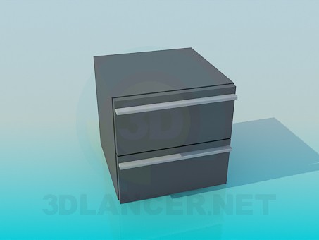modèle 3D Table de chevet avec 2 tiroirs - preview