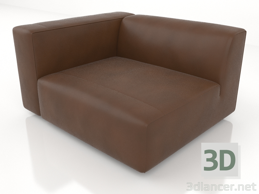 modello 3D Modulo divano singolo con bracciolo a destra - anteprima