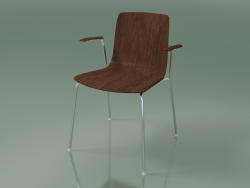 Chair 3907 (4 metal legs, with armrests, walnut)