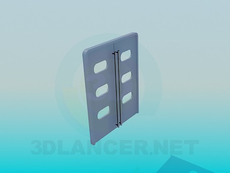 3d модель Подвійні двері з віконцями і довгими ручками – превью