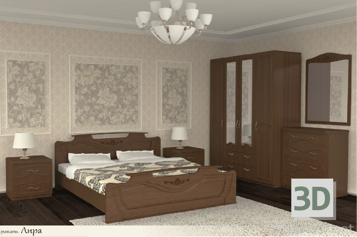 3d модель мебель для спальной – превью