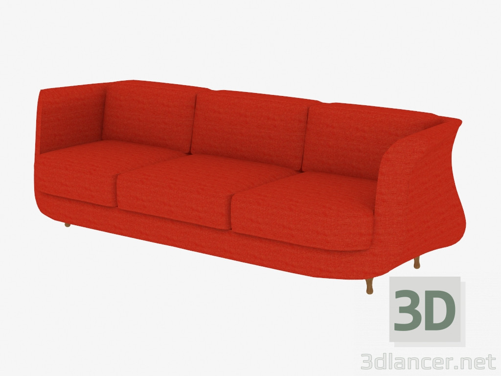 3D modeli Üçlü kanepe, kumaş döşeme ile - önizleme