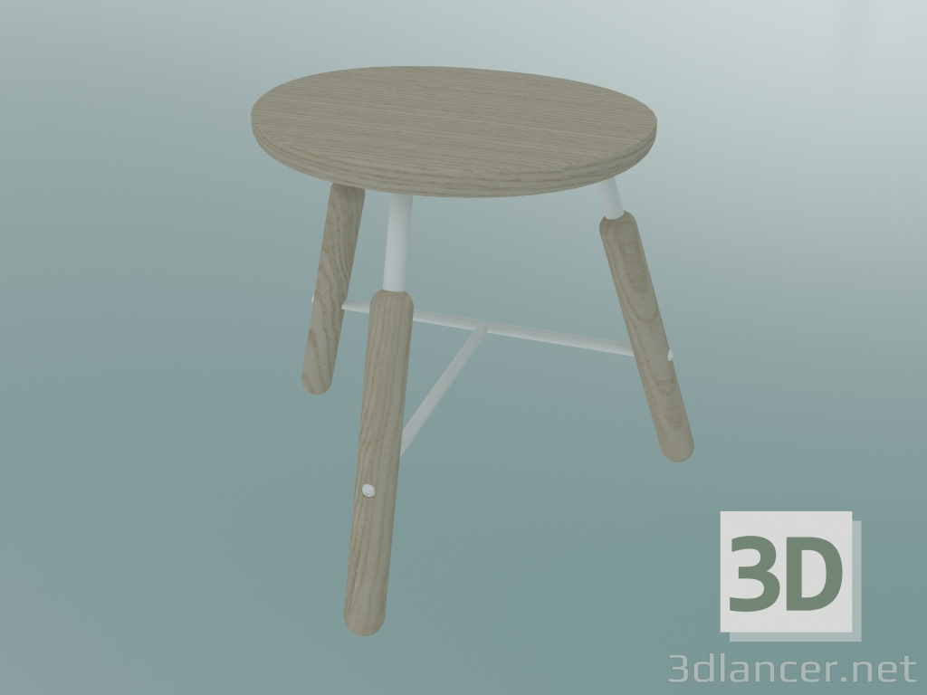 3d model Norm stool (NA3, W 49xH 46cm, White powder coated, Natural oiled oak) - preview