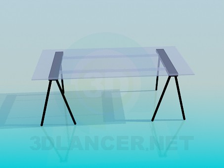 3d модель Пристінковий скляний стіл – превью