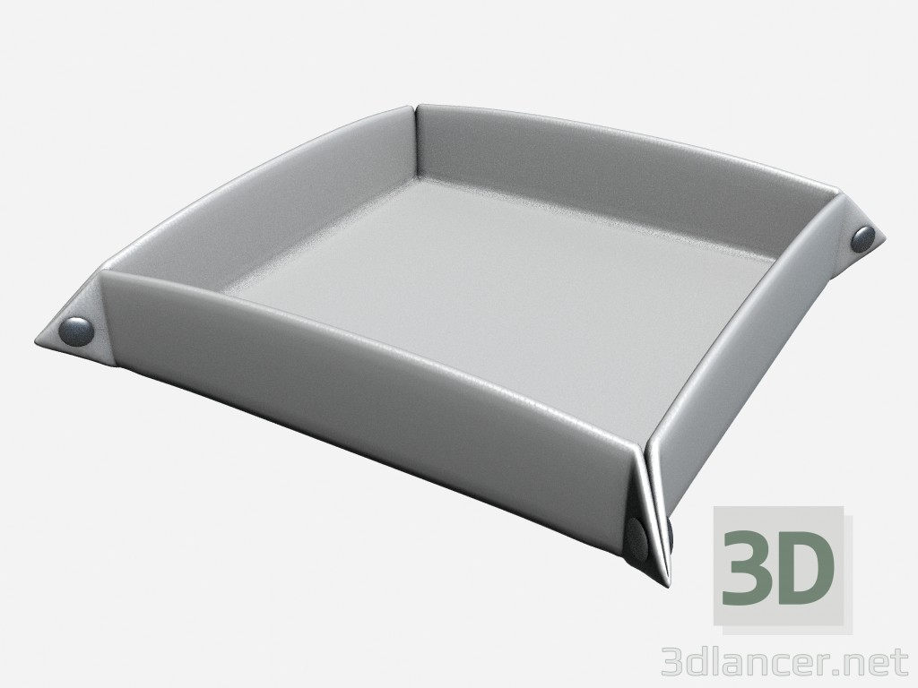 3D Modell Aschenbecher Art Deco Dekor Tablett aus weißem Leder - Vorschau