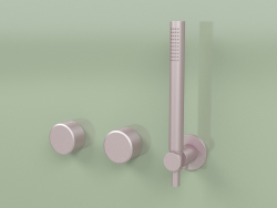 Wall-mounted set of 2 hydro-progressive mixers with hand shower (16 68, OR)