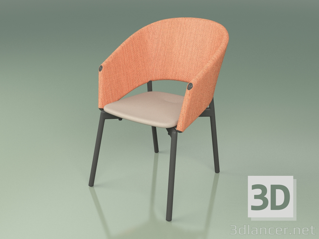 3d model Silla confort 022 (Metal Ahumado, Naranja, Mole de resina de poliuretano) - vista previa