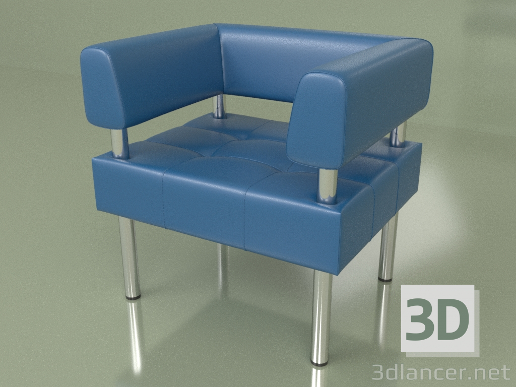 Modelo 3d Poltrona Business (couro azul) - preview
