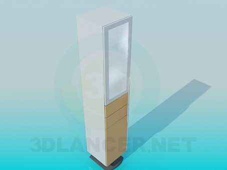 3d model Cabinet with glass door and racks - preview