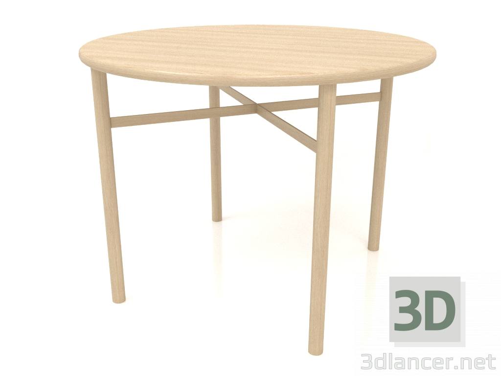 3D Modell Esstisch (abgerundet) (Option 1, T=1000x750, Holz weiß) - Vorschau