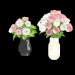 modèle 3D deux bouquets de roses dans des vases - preview