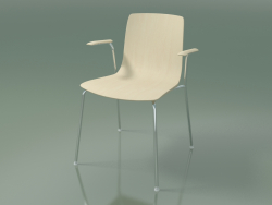 Chair 3907 (4 metal legs, with armrests, white birch)
