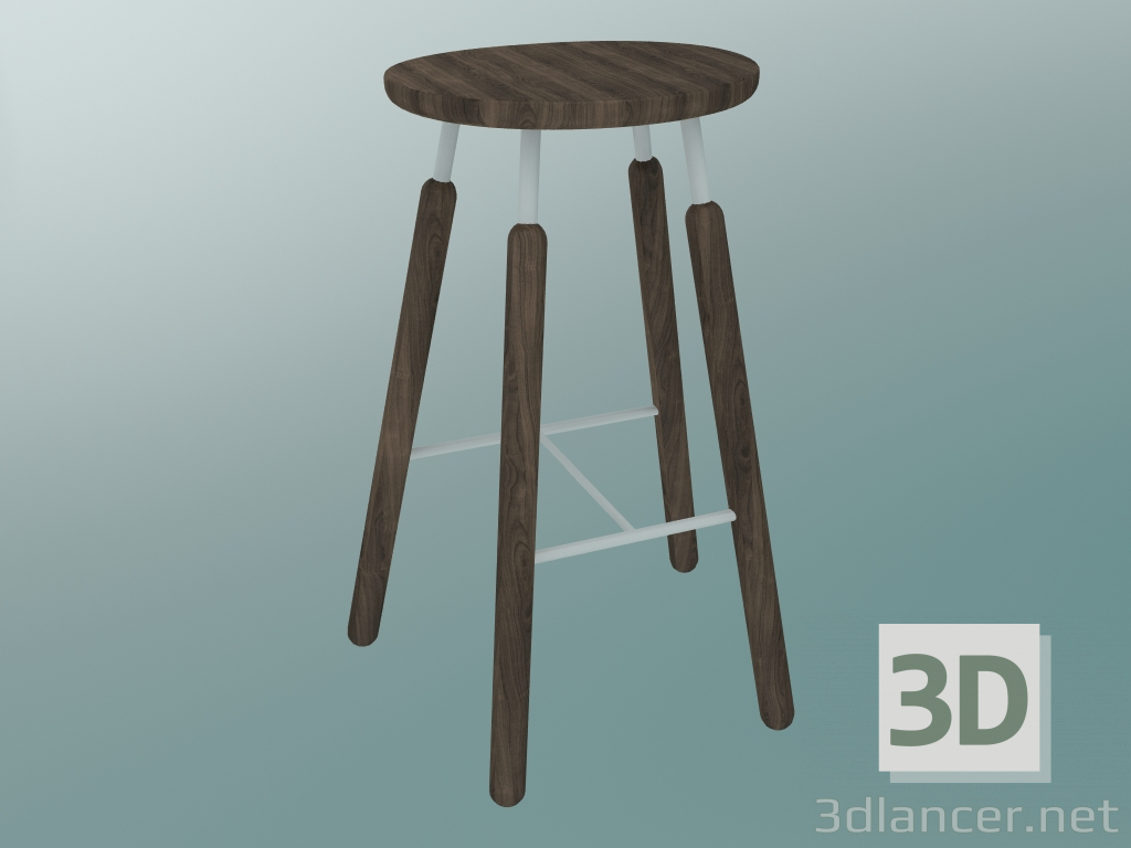 3d model Norm stool (NA8, W 52xH 75cm, White powder coated, Smoked oiled oak) - preview