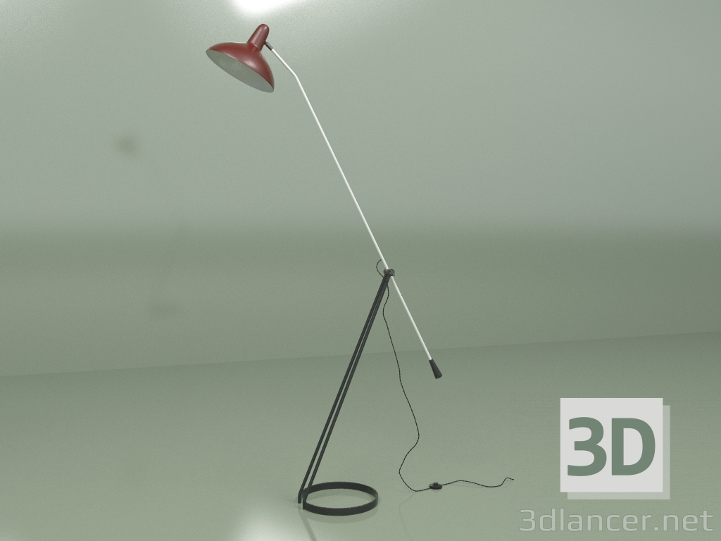 modello 3D Lampada da terra Floris (rossa) - anteprima