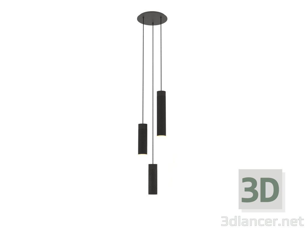 3D modeli Asılı küme lambası Patrone (siyah-kahverengi pirinç) - önizleme
