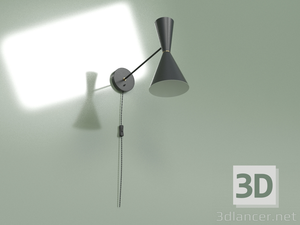 3d модель Настінний світильник Stilnovo Style 1 лампа (чорний) – превью