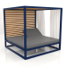 3d model Raised couch with fixed slats with side walls and curtains (Night blue) - preview