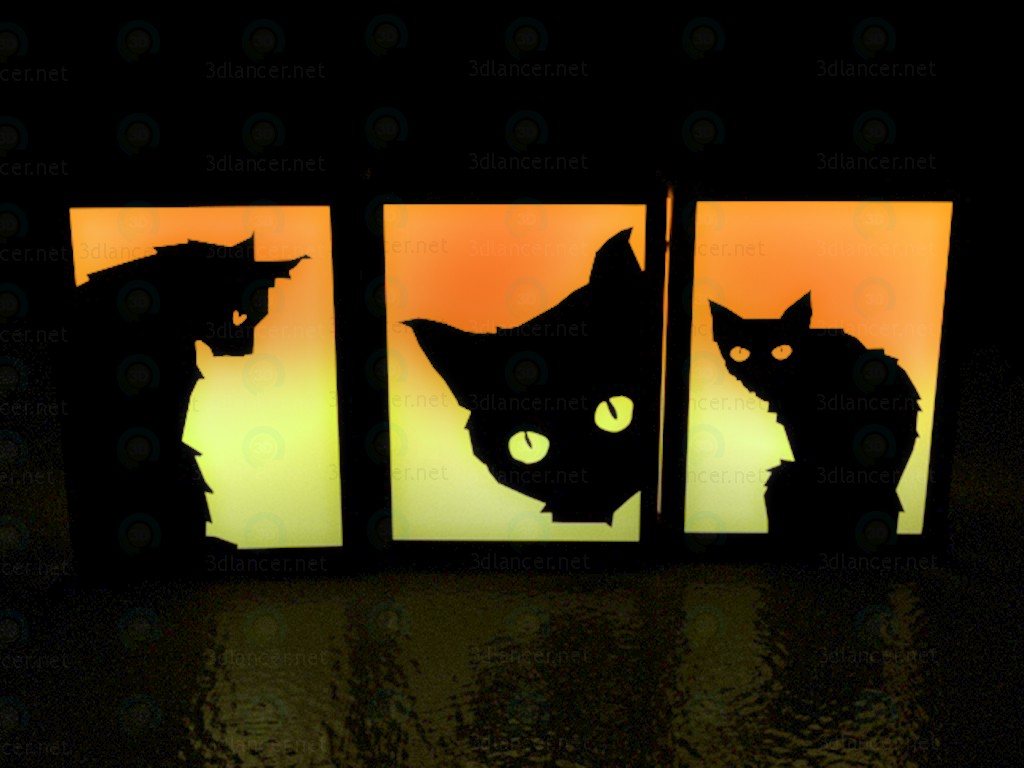 3d model Lámpara decorativos gatos en Halloween - vista previa