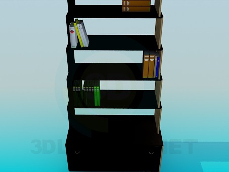 modèle 3D Bibliothèque avec livres - preview