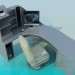 modello 3D Angolo scrivania con poltrona - anteprima
