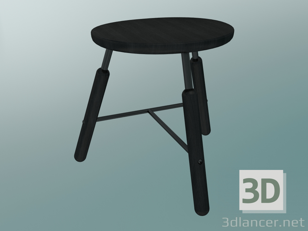 3d model Norm stool (NA3, W 49xH 46cm, Black powder coated, Black oiled ash) - preview