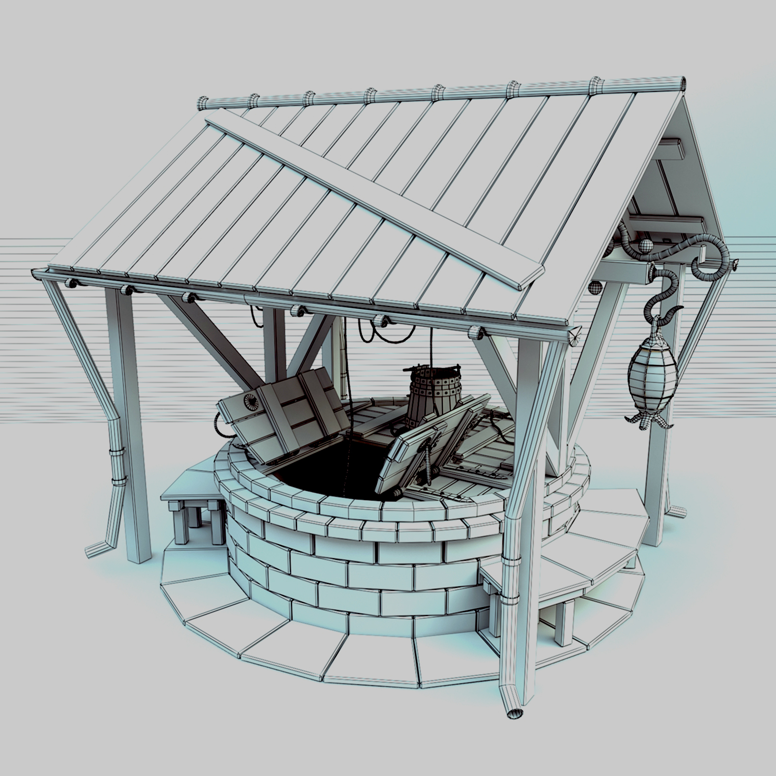 modello 3D di Modello 3d pozzo in pietra comprare - rendering