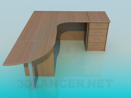 3D Modell Büro-Schreibtisch-Ecke - Vorschau