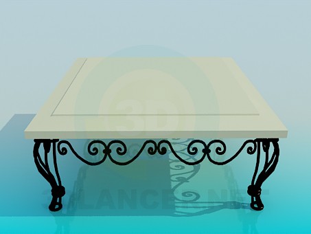 modèle 3D Table avec pieds en fer forgé - preview
